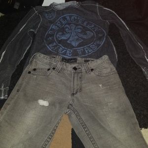 AFFLICTION cooper Jean's & Longsleeve shirt Bundle